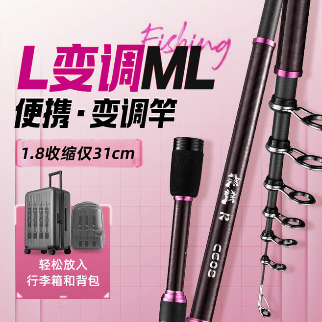 極狐R 變調竿 L/ML 伸縮微物路亞竿 直柄槍柄 振出便攜路亞竿 小繼竿 筏竿 鐵板竿 釣魚竿, 極狐R 1.5米直柄裸竿送竿筒