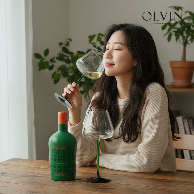 올빈 그린스템 정품 와인잔 로즈볼 [레드와인전용] 2개입 1세트, 650ml