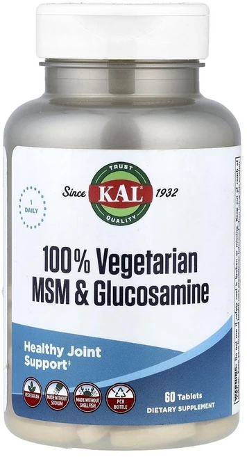 칼 100% 베지테리안 MSM & 글루코사민 KAL 100% Vegetarian MSM & Glucosamine 60정, 1개 - 쿠팡