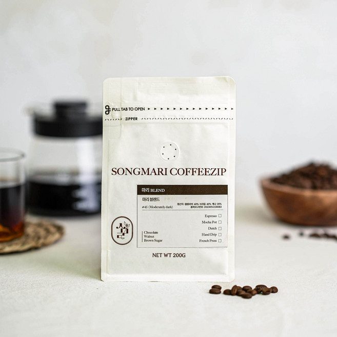 [당일로스팅]송마리커피집 산미없는 마리 블렌드 원두커피, 1개, 200g, 홀빈(분쇄안함)
