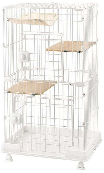 아이리스 오야마 고양이 케이지 캣 케이지 미니 2단 해먹 첨부 매트 화이트 폭 69×높이 115 cm, 상세페이지 참조