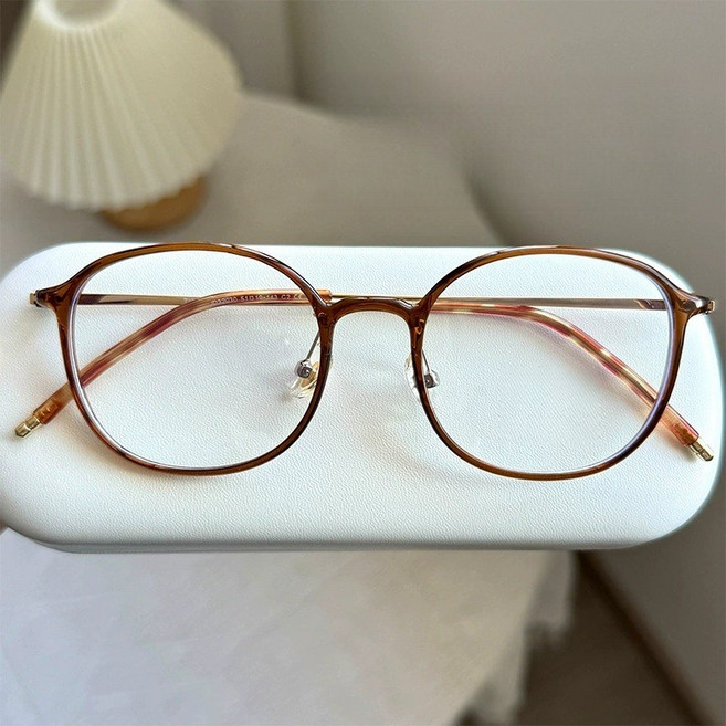 FEISEDY TR90 소재 동그란 안경테 레트로 감성 여성용 블루라이트차단 안경 Q0012