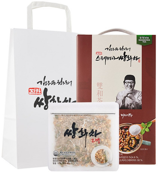 당제로 김오곤 원장 스테비아 진한 쌍화차 50포 선물용 쇼핑백 세트, 1개, 50개