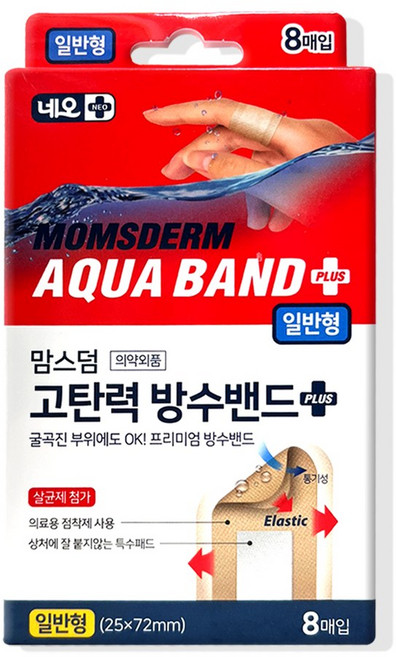 네오메디제약 맘스덤 고탄력 방수밴드 일반형 8매입, 1개