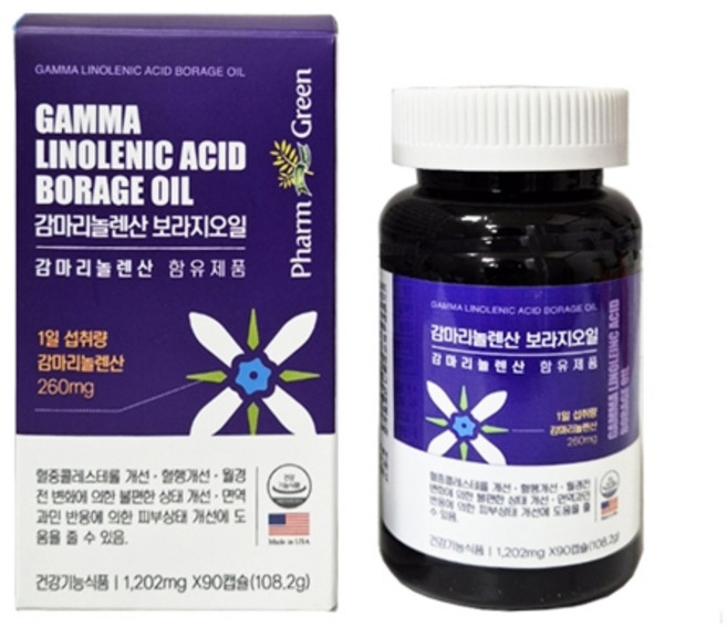 감마리놀렌산 보라지오일 6개월 월경전 불편한 상태 개선 도움 가능 식약처 기능성 인증 건강기능식품, 1202mg, 90정, 1개