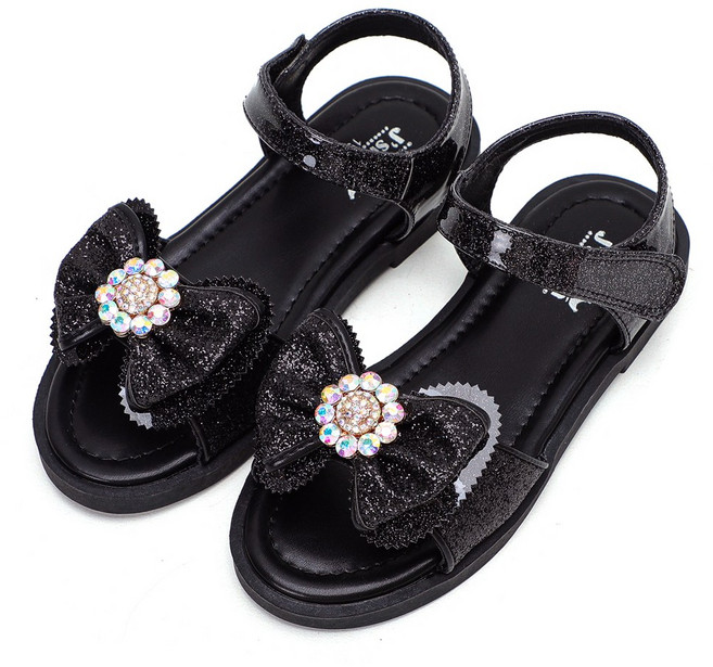 달콩슈 여아용 반짝 큐빅 리본 샌들 DKD518