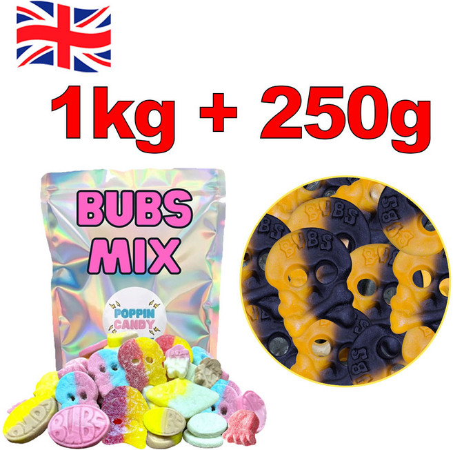 [영국발송] 스웨디시 스웨덴 젤리 법스믹스 1kg + 할로윈 스위트 감초 과일 맛 해골 젤리 250g Bubs mix, 1개