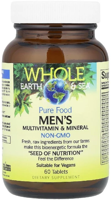 내추럴팩터스 멀티비타민 종합비타민 미네랄 남성용 맨 Whole Earth Sea 60정, 1개 - 쿠팡