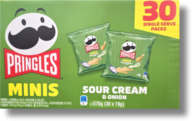 프링글스 미니 사워크림 & 어니언, 19g, 30개