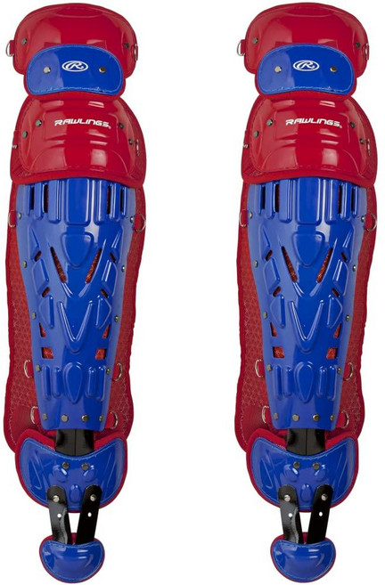 Rawlings | VELO Catcher's Leg Gaurds | 야구 | 성인용 41.9cm(16.5인치) | 네이비/화이트, 로얄/스칼렛