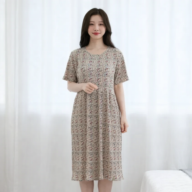 별별모아 여름 플리츠 주름 냉장고 원피스잠옷 홈웨어원피스 냉감 빅사이즈 임산부 여성실내복