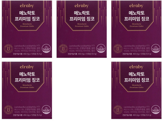 휴온스 엘루비 메노락토 프리미엄 징코 12일분, 12정, 5개