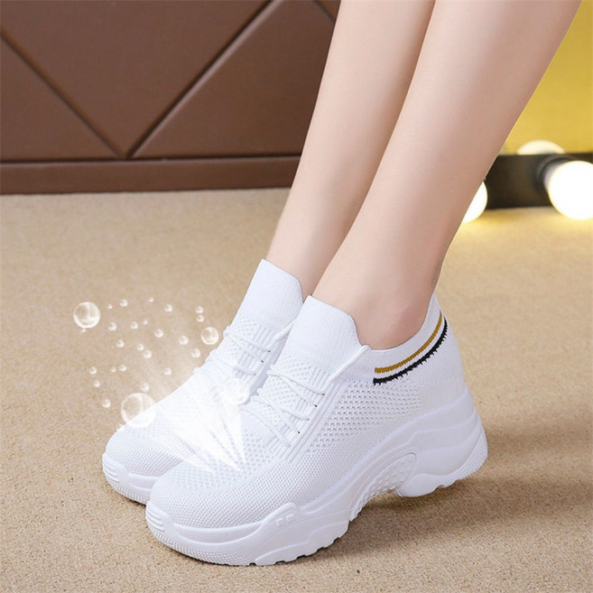 꽃소담 8cm 여성 삭스 스니커즈 니트 키높이운동화 메쉬 런닝화 워킹화 QQA1426