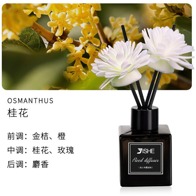 JISHE 擴香瓶 居家室內香氛 芳香瓶, 1個, 02.桂花 50ML擴香瓶
