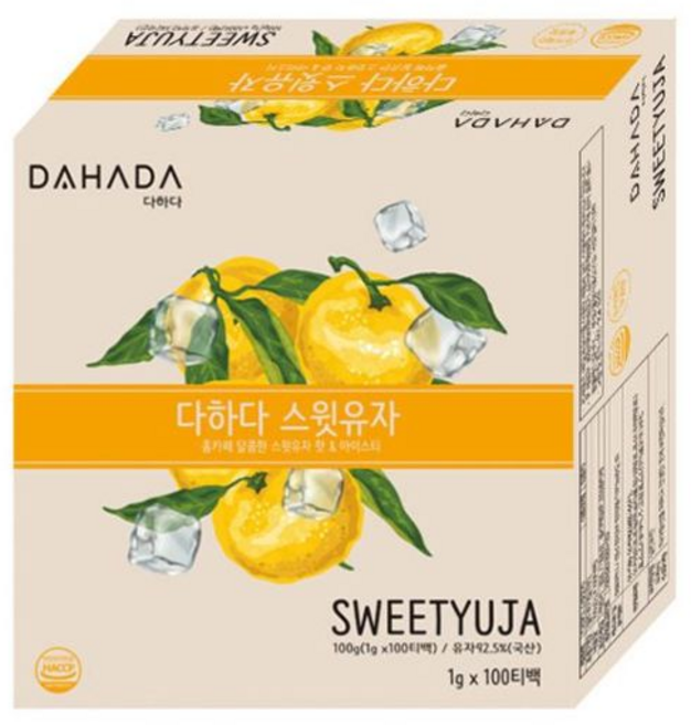 다하다 스윗유자 100티백, 2g, 100개입, 1개