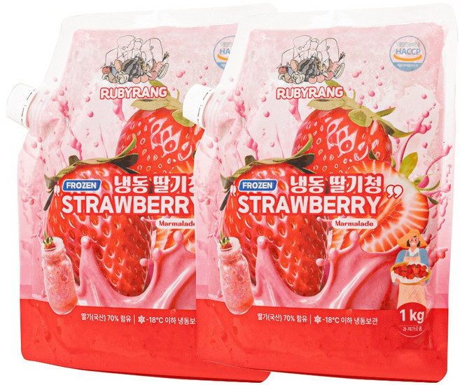 웰루츠 국내산 냉동 딸기청, 2개, 1kg