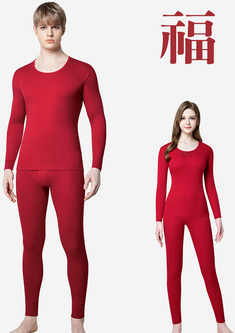 BYC빨간내의 여자 순면 행운을부르는 복기원 빨간색 내복 상하세트