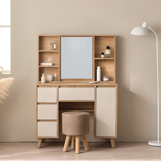 삼익가구 오트 멀티수납형 화장대 세트, 내추럴, 01. 스툴제외