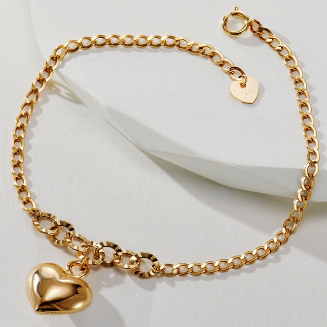 에바주얼리 루체 볼륨 하트 여성 금 팔찌 14k 18k 팔찌 선물