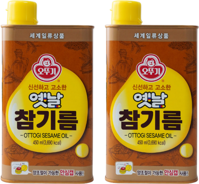 오뚜기 옛날참기름(캔), 2개, 450ml