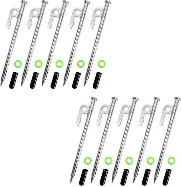 캠핑 고강도 단조팩 20cm 10개 텐트 타프 핑거 팩, 실버