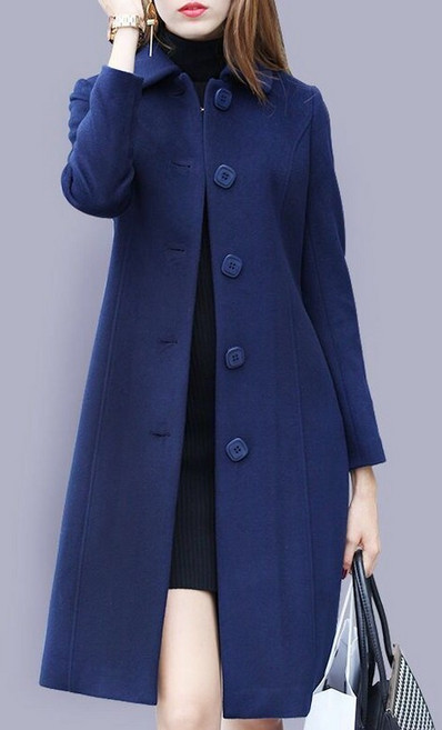 티류으스 여성 가을 겨울 울코트 헵번 스타일 미디엄 기장 빅사이즈 슬림핏 정장 자켓 Lyw