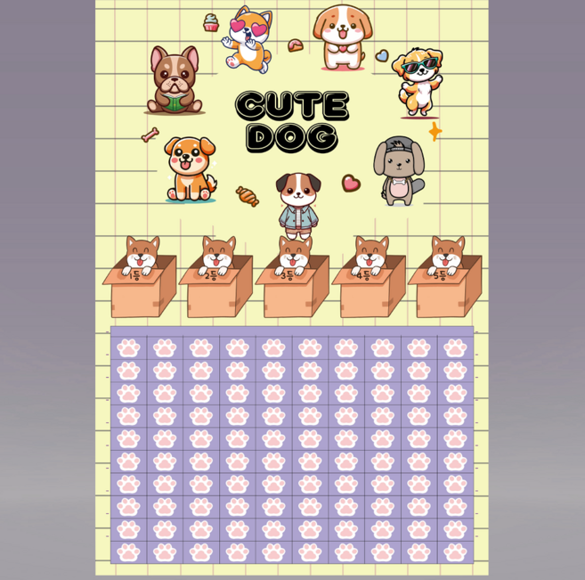 도도한날 기본판 추억의 랜덤 뽑기게임 종이뽑기 뽑기판, 큐트독 100, 1개