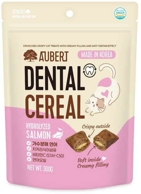 오베르 가수분해 덴탈시리얼 고양이간식, 1개, 300g, 연어