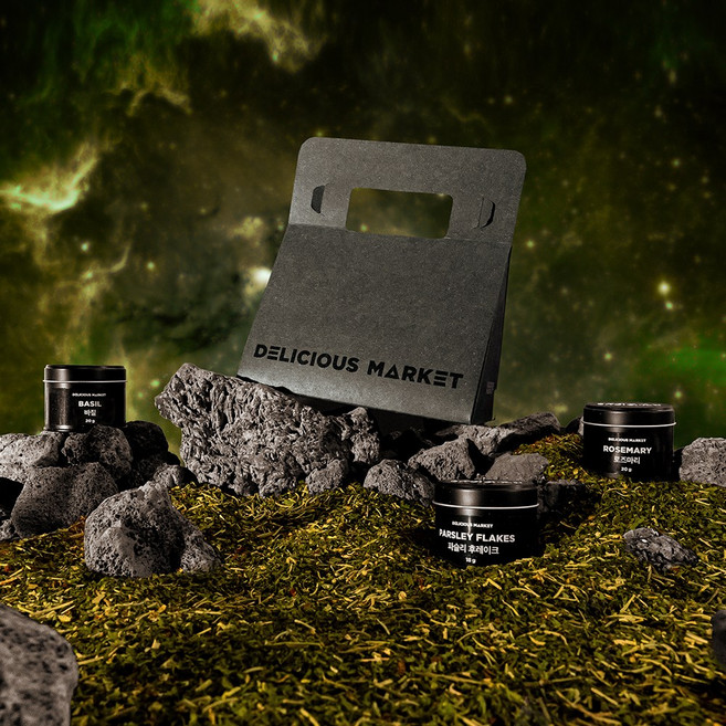 딜리셔스마켓 더블랙 허브향신료 선물세트 로즈마리 바질 파슬리가루, 1개