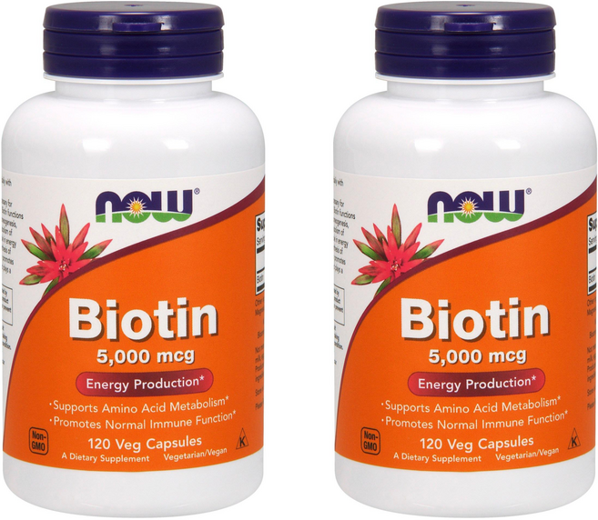 NOW Foods 生物素素食膠囊 5000mcg, 120顆, 2罐