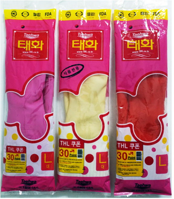 태화 고무장갑 대(L) 10개 핑크 아이보리 레드