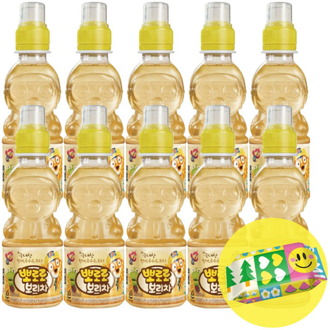뽀로로 어린이 음료수 보리차 220ml 10개+휴대용 아기물티슈 10매, 10개