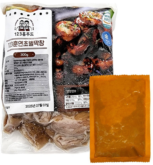 [123홈푸드] 123 훈연초벌막창 막창소스 포함, 12개, 300g