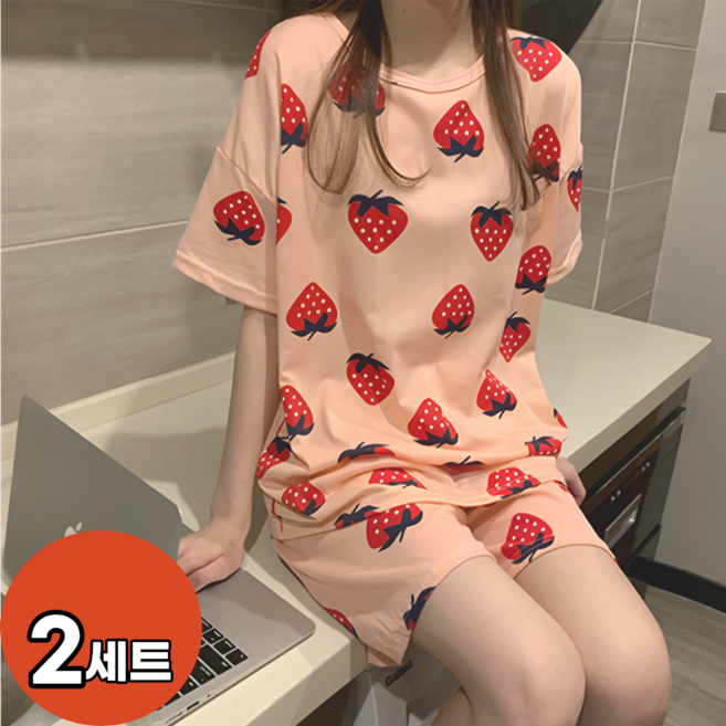 1+1(2세트) 캐릭터 11종 반팔 상하세트 여성 잠옷 파자마 홈웨어 수면 실내복 마켓엘리