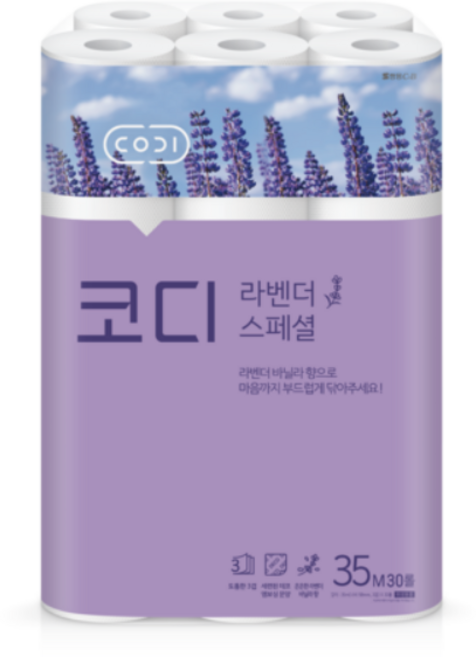 코디 라벤다 스페셜 3겹 롤화장지, 35m, 30롤, 3개