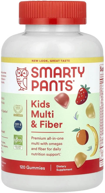 SmartyPants 어린이용 종합비타민 및 식이섬유 레몬 오렌지 & 딸기 바나나 구미젤리 120개, SmartyPants어린이용종합비타민및식이섬유레몬오렌지 - 쿠팡