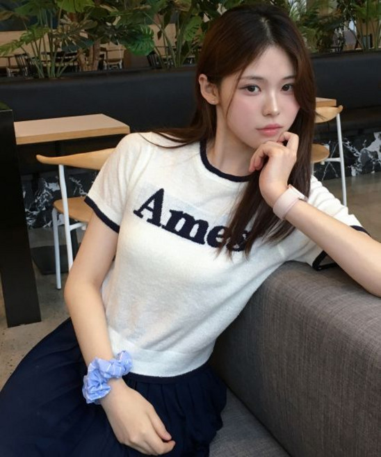 아메스 월드와이드 amesworldwide BASIC LOGO KNIT IVORY