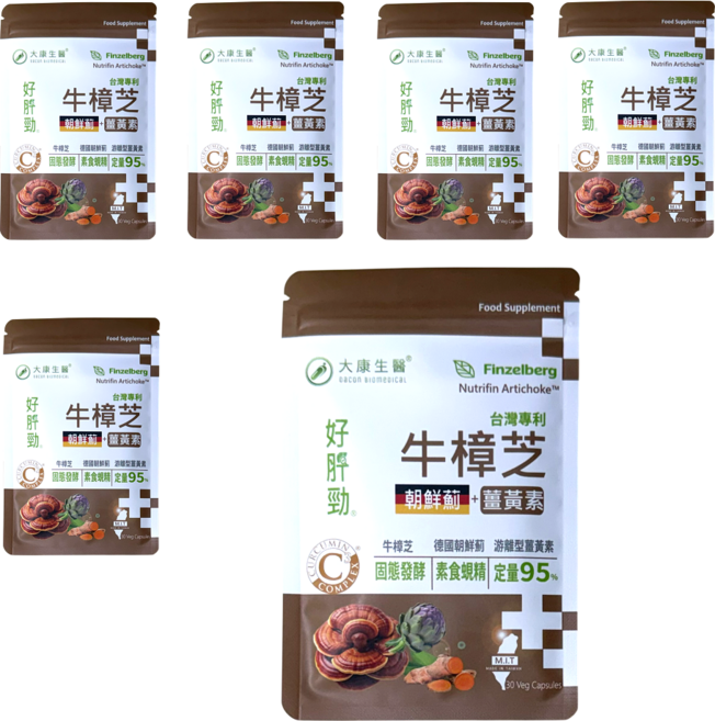 大康生醫 牛樟芝朝鮮薊薑黃素膠囊, 6個, 30顆