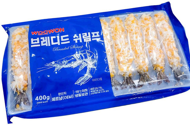우원 냉동 빵가루새우 40g 10미 400g 업소용 새우튀김, 1개