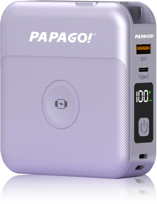 PAPAGO第三代多功能磁吸無線充電行動電源10000mAh(支援蘋果手錶充電), 紫色