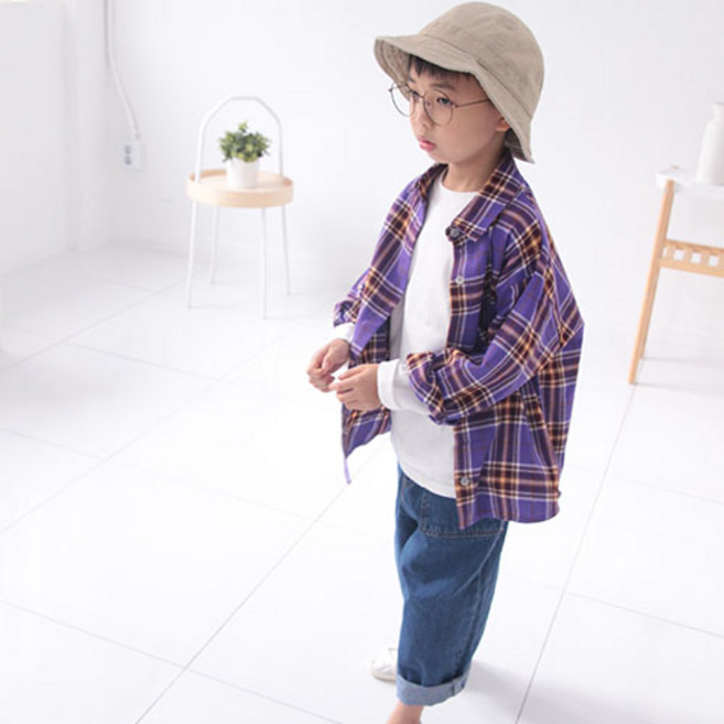 소년마켓 아동용 디스코 체크 셔츠