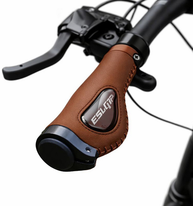 아띠꼴로 자전거 핸들 그립 MTB 가죽 손잡이 실리콘 핸드그립, 다크브라운, 1세트