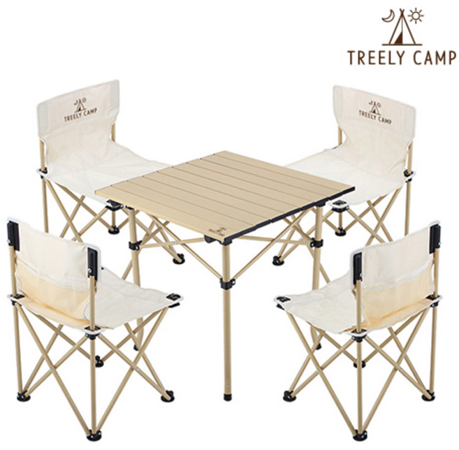 [TREELYCAMP] 트릴리캠프 캠핑 의자 테이블 세트 (4인용 의자4개 테이블1개) TR-CA221