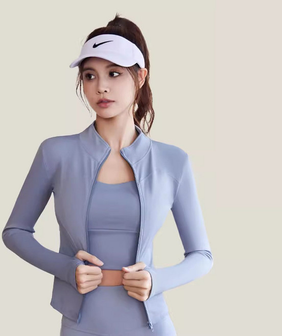 POMTOR 여성용 요가복 필라테스 헬스 집업 자켓 긴팔 슬림 트레이닝 운동복