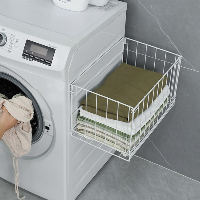 HK sell 스틸잇 접이식 자석 빨래바구니 다용도 냉장고 수납 바구니, 화이트