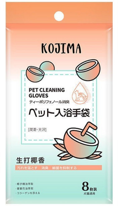 【日本KOJIMA】 寵物免洗濕巾手套 寵物擦澡手套 免洗手套 寵物乾洗澡 寵物清潔 寵物濕巾【芋仔本舖 隔日出貨】, 1個, KOJIMA 寵物免洗濕巾手套-生打椰香, 生打椰香