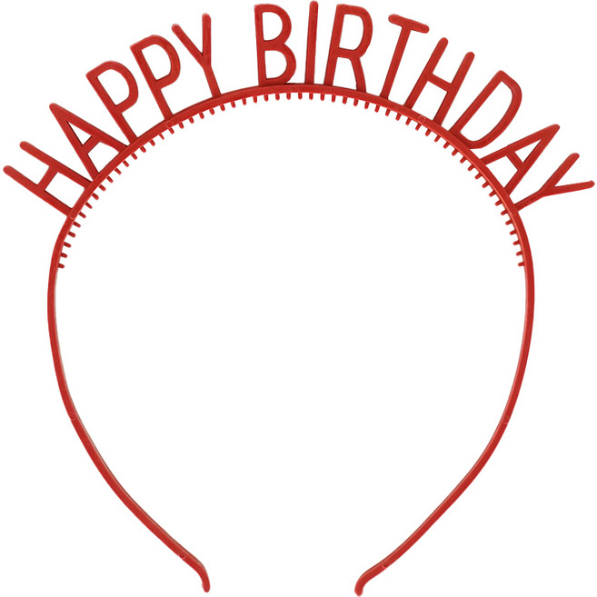 파티짱 생일 머리띠 파티 소품, HBD 생일 머리띠 (레드)