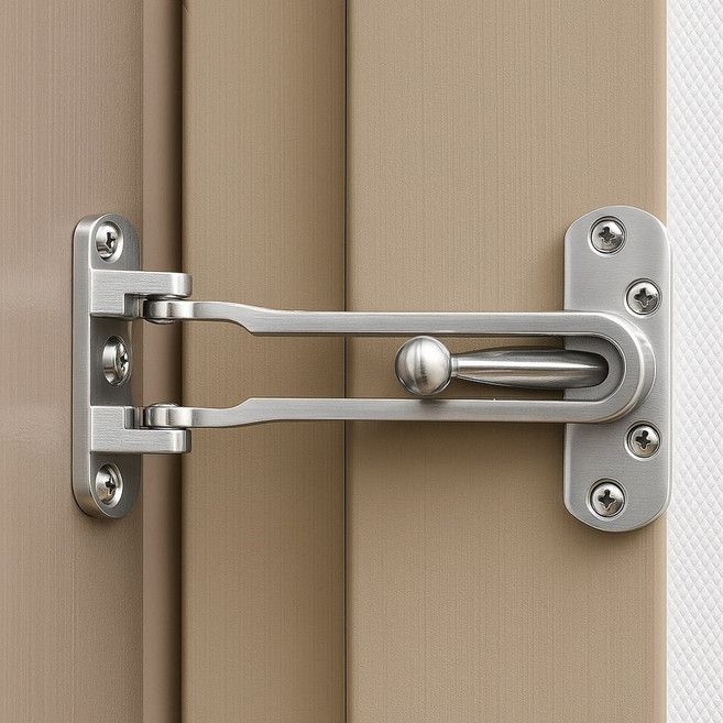 미로나 보안강화 간편개폐 현관 잠금장치, 실버, 1개