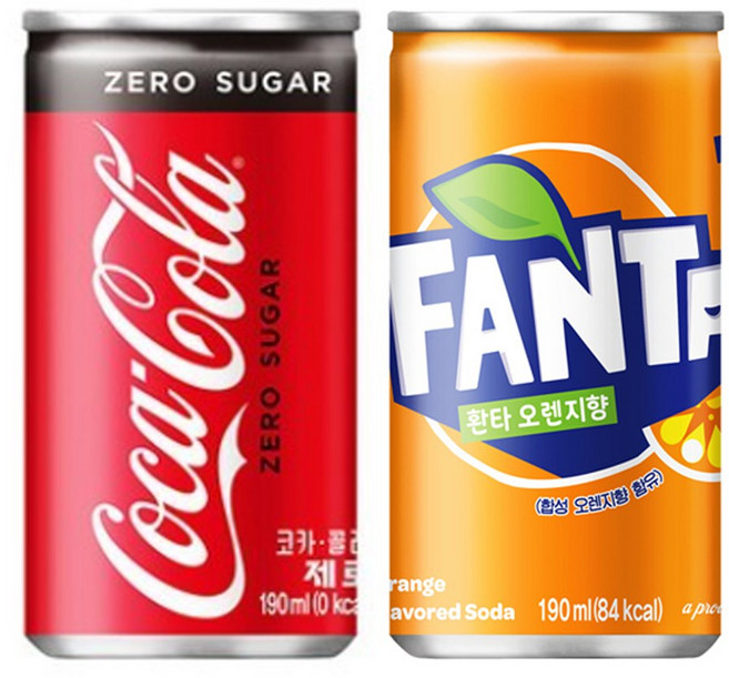 코카콜라 제로/환타 오렌지 190ml X 각15개(총30개), 30개