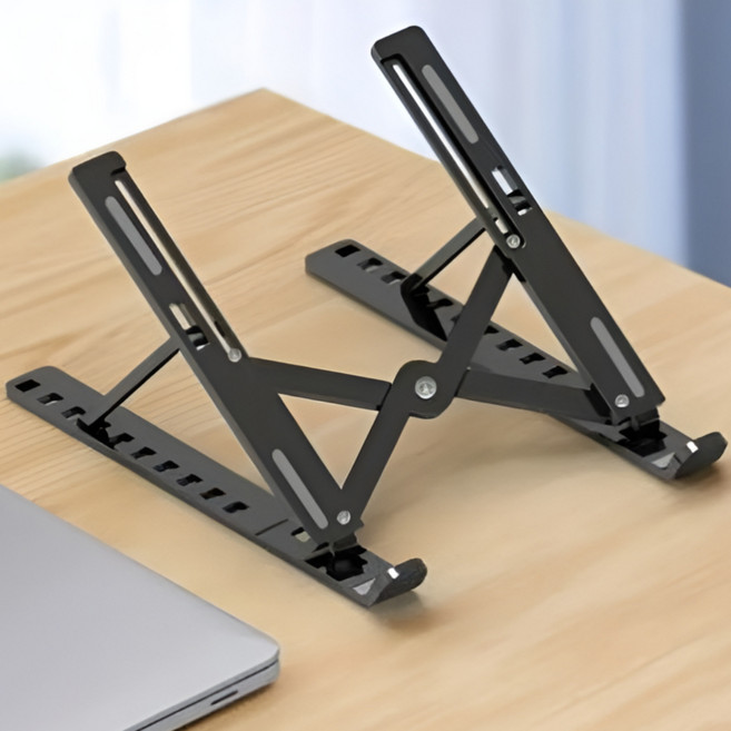 송댕샵 초경량 노트북 거치대 휴대용 접이식, 솔리드블랙, 1개